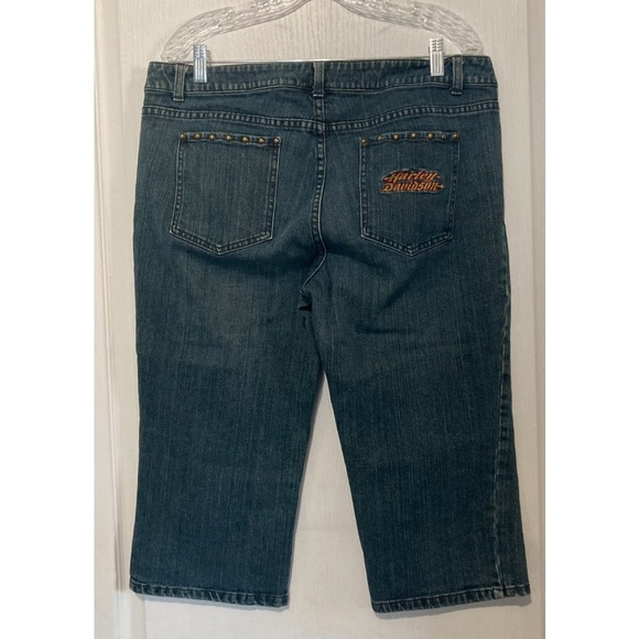 Harley Davidson capris pants jeans with metal embellishments and embroidered - Picture 7 of 11